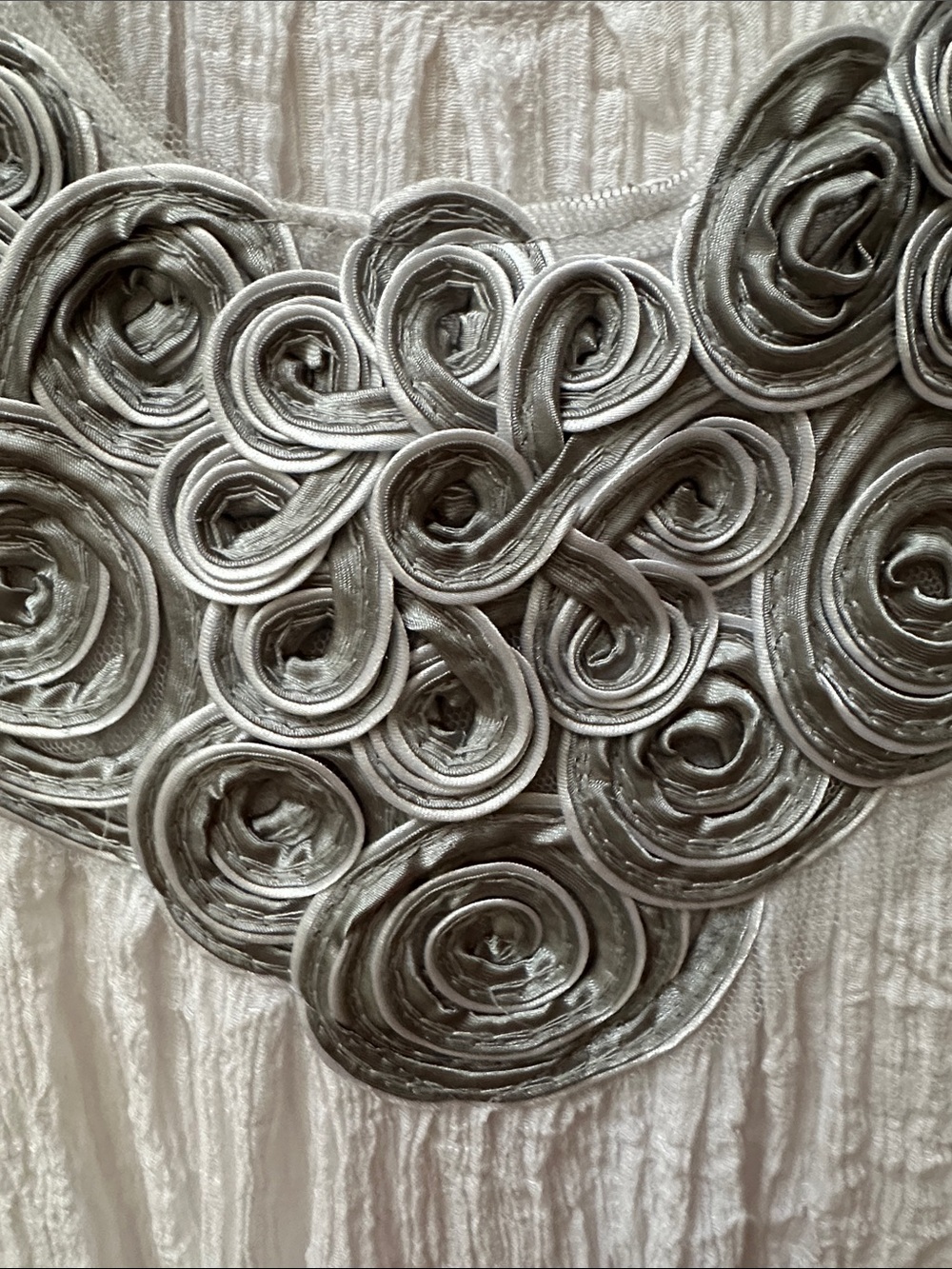 2/$20 White Scoop Neck Tunic with Gray Rosette Detail - Picture 2 of 4